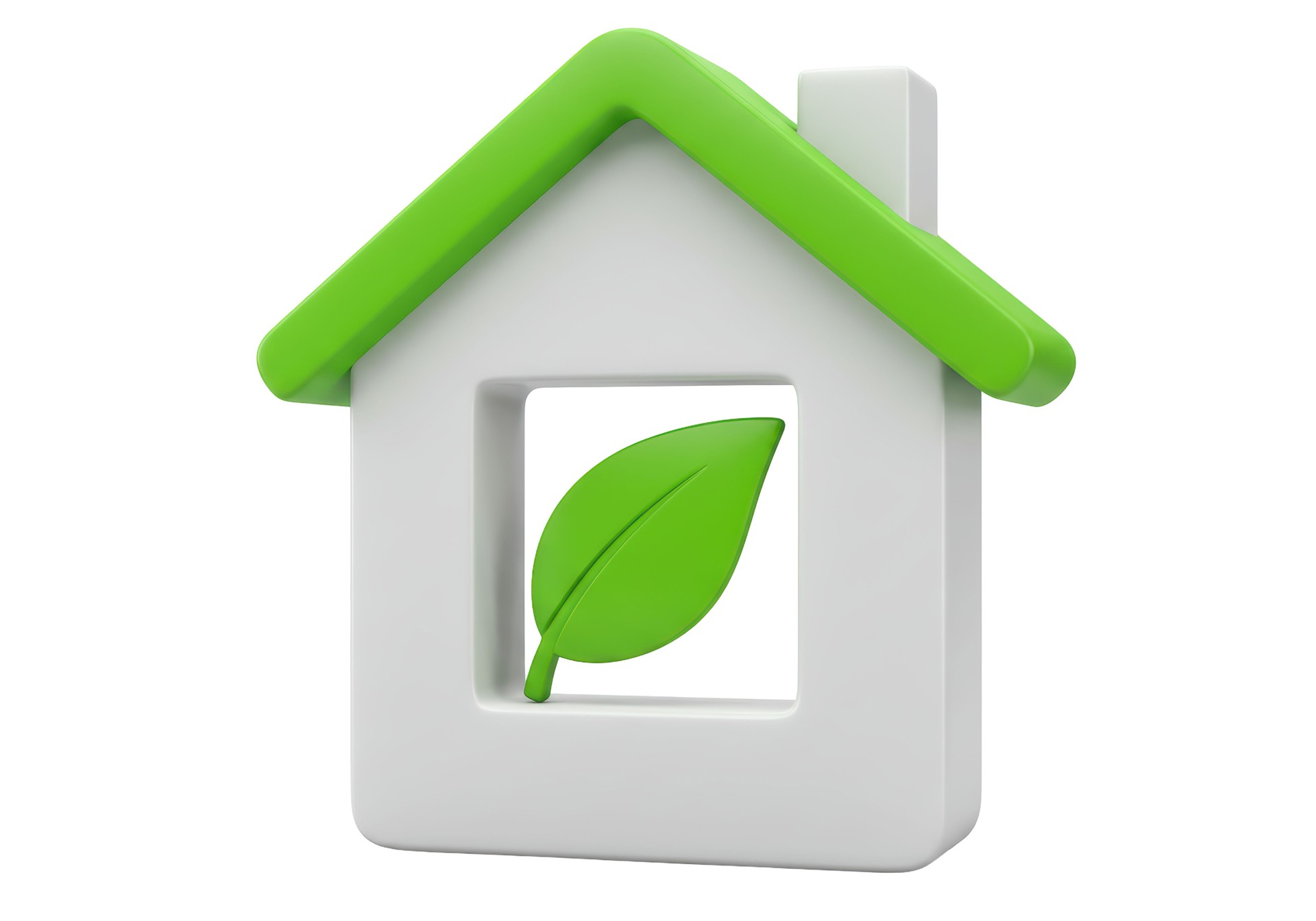 Isolated Eco-Friendly House with Leaf Symbol
